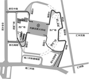 石家庄新客站车辆进出图 石家庄新火车站公交站点分布图车辆进出图 石家庄铁路 第1张